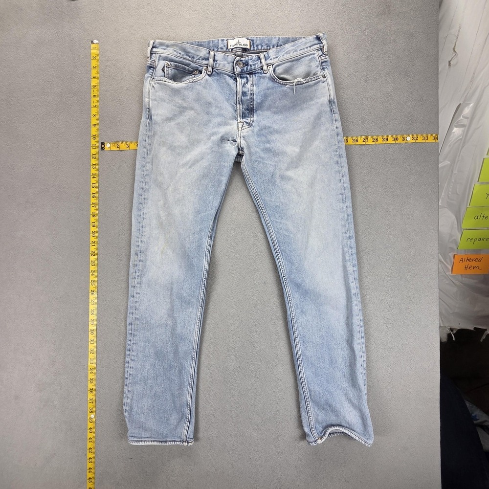 Stone Island Jeans Mens Blue Type SL Light Wash Button Fly Fits 34x30